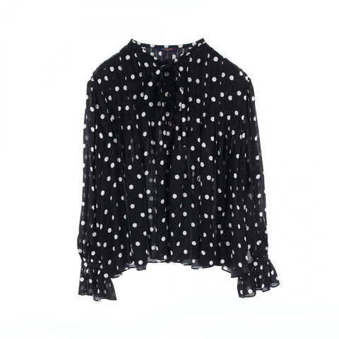 LOUIS VUITTON 襯衫 #36 襯衫 RW221B NR1 FMTO71 絲綢 黑色 白色 二手 LV