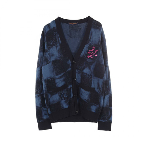 LOUIS VUITTON Damier Salt Jacquard 開襟衫 RM212M ET6 HLN08W 棉質 藍色 黑色 二手男款