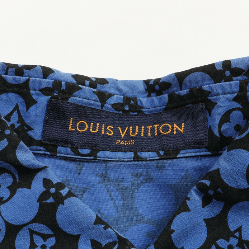 路易威登 (LOUIS VUITTON) 鏤空Monogram襯衫 RM192M 純棉 藍黑色 二手 男款 #XS-2