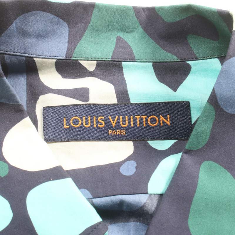 LOUIS VUITTON 圖形標誌襯衫 S 碼上衣 RM231Q TBO HOS54W 棉質海軍藍二手-2