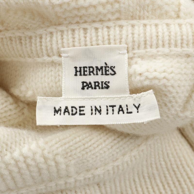 HERMES H 標誌連帽衫 #34 套頭衫 4E2623D3 羊毛米色二手-2