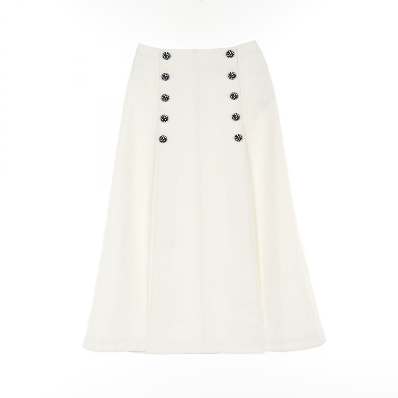 路易威登 LV YK 技術斜紋布中長裙 白色 二手 女款 36碼-0