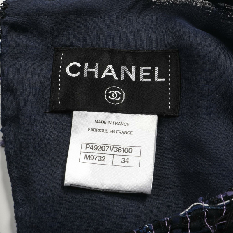 CHANEL COCO Mark 連身裙 #34 無袖迷你 P49207V36100 棉絲海軍藍二手-2