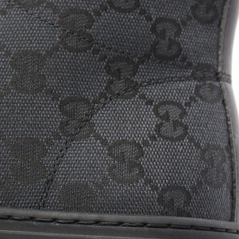 GUCCI GG 帆布運動鞋 426188 帆布皮革黑色二手男款-9