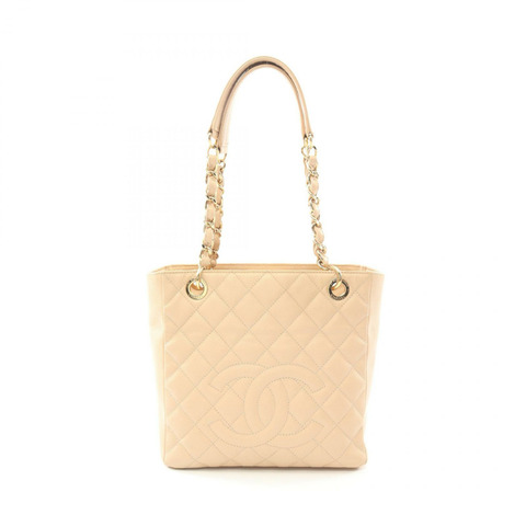 CHANEL Matelasse PST 鏈條托特包 A20994 粒面小牛皮 米色 二手 女士 GHW