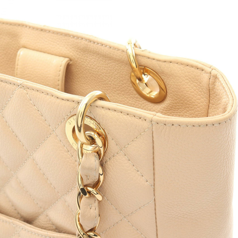 CHANEL Matelasse PST 鏈條托特包 A20994 粒面小牛皮 米色 二手 女款 GHW-6