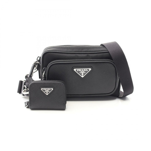 PRADA TESSUTO SAFFIANO 單肩斜背包 2VH1722DMHF0002 尼龍皮革 黑色
