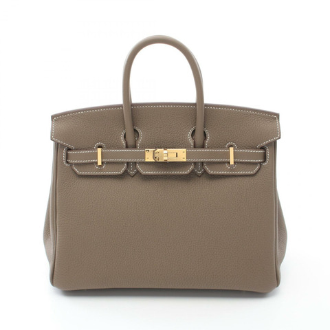 HERMES Birkin 25 手提包 Togo 皮革 棕色 Etoupe 灰色 二手 女款 GHW K