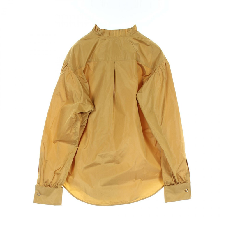 MAX MARA 褶飾荷葉邊襯衫 絲質 聚酯纖維 棕色 二手 女裝-1
