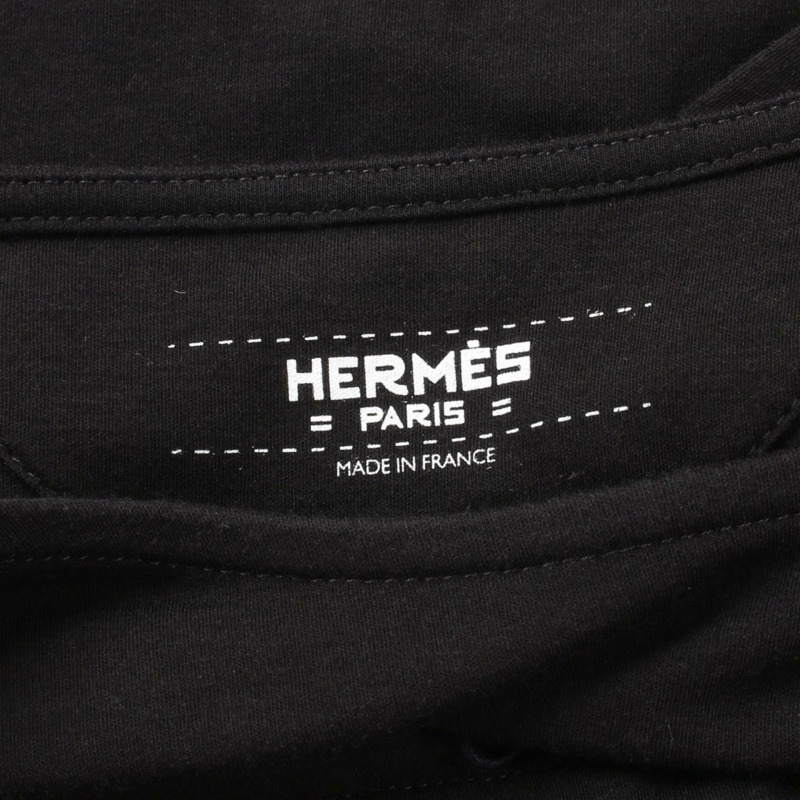 HERMES BOUCLERIE D'ATTELAGE 洋裝 #34 短袖 棉 聚酯纖維 黑色 二手-2