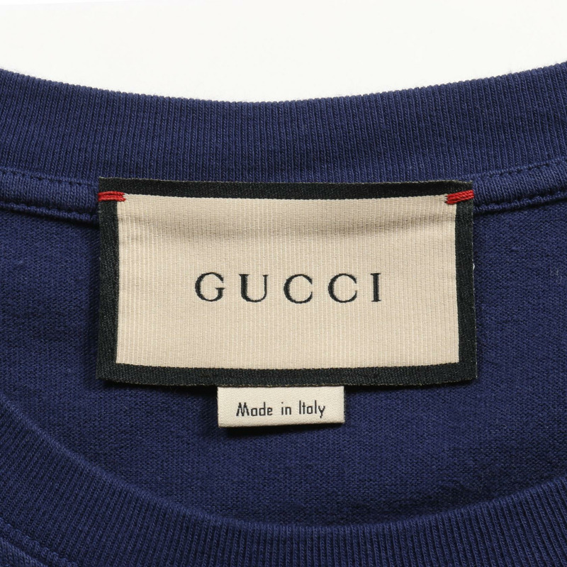 GUCCI 互扣式 G T 卹 616036 棉質海軍藍白色橘色二手男款 #M-2