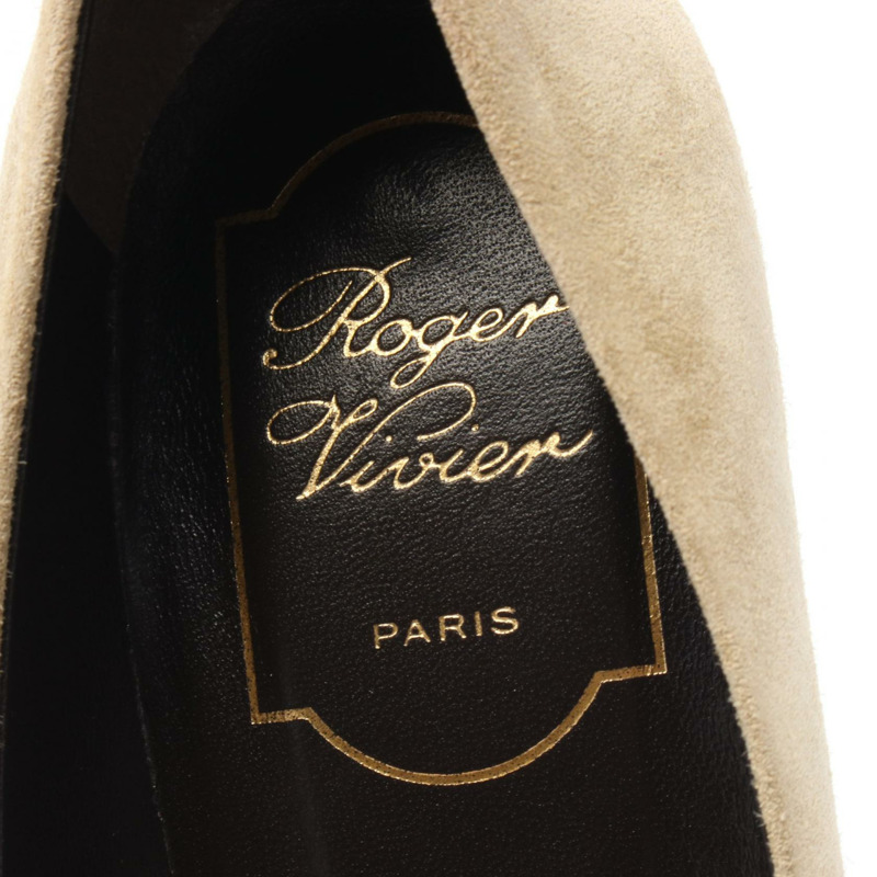 Roger Vivier 女士卡其色麂皮高跟鞋-4