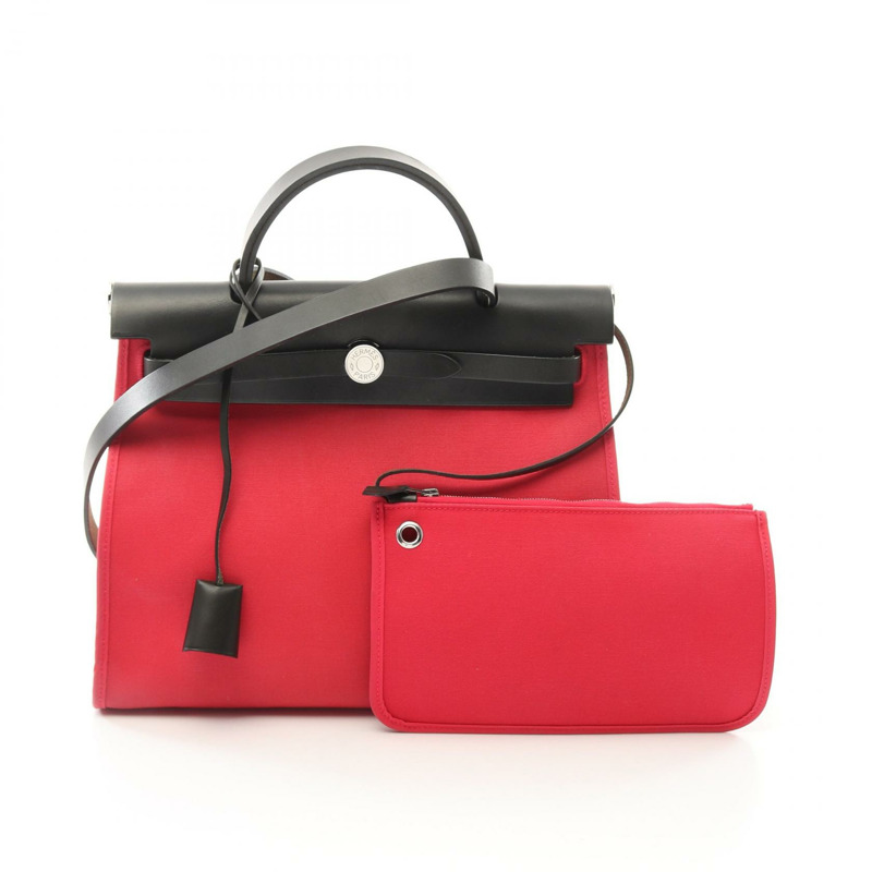 愛馬仕 Herbag Zip PM 手提單肩包 A 082268CK Toile officier 獵人粉紅 SHW-0