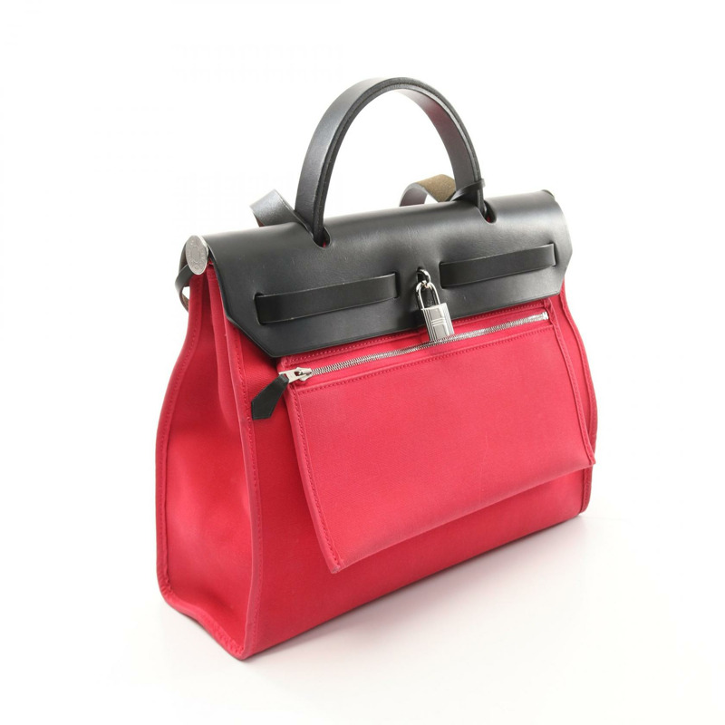 愛馬仕 Herbag Zip PM 手提單肩包 A 082268CK Toile officier 獵人粉紅 SHW-1