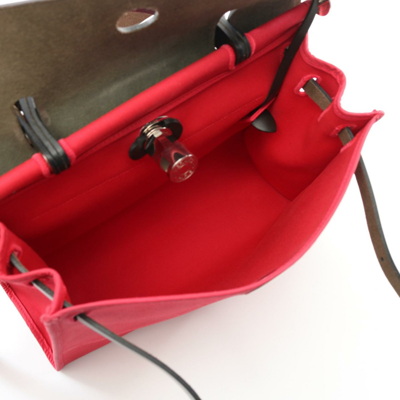 愛馬仕 Herbag Zip PM 手提單肩包 A 082268CK Toile officier 獵人粉紅 SHW-2