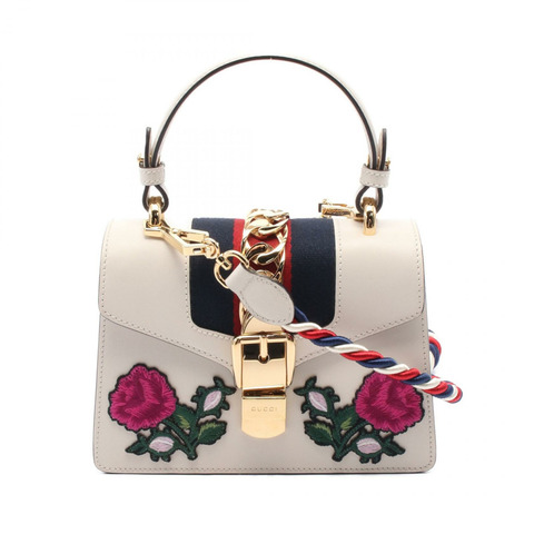 GUCCI Sylvie Sherry Line 手提包 470270 皮革 米色 二手 女士