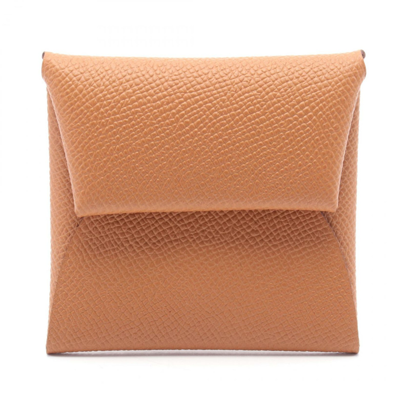 HERMES Bastia 金零錢包皮夾 B Epsom Epsom Brown SHW-0
