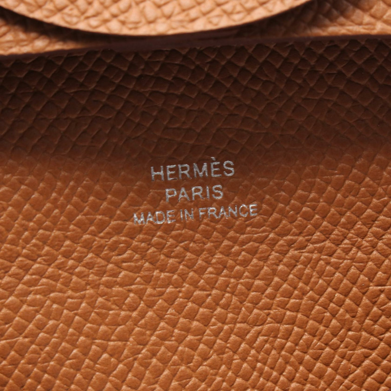 HERMES Bastia 金零錢包皮夾 B Epsom Epsom Brown SHW-3