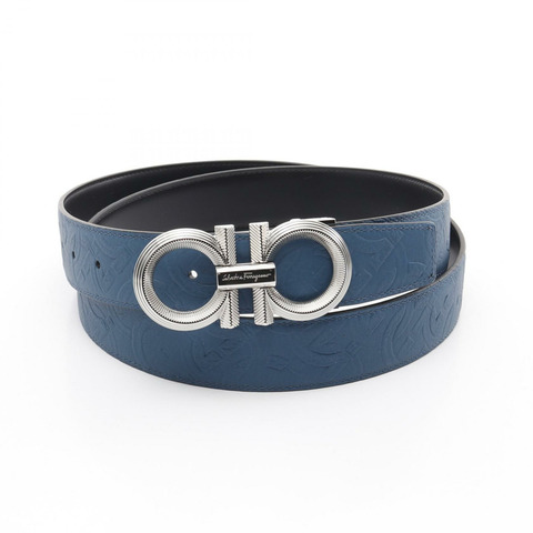 Salvatore Ferragamo Gancini 皮帶 670188758629003115 皮革 藍色 全新 男士