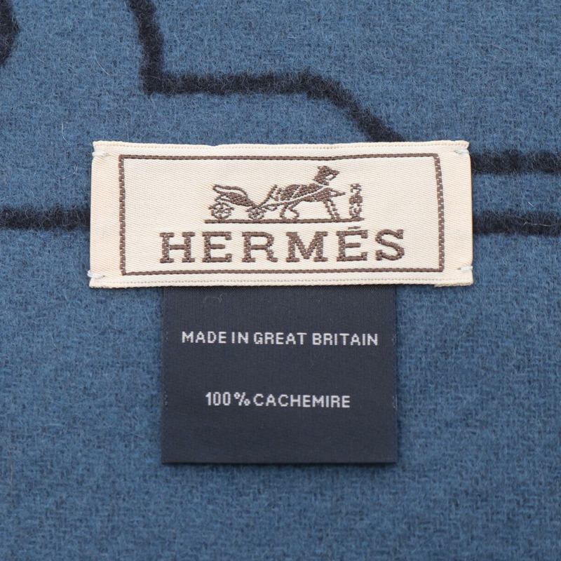 HERMES Mors a Jouets 圍巾羊絨海軍藍二手男式-1