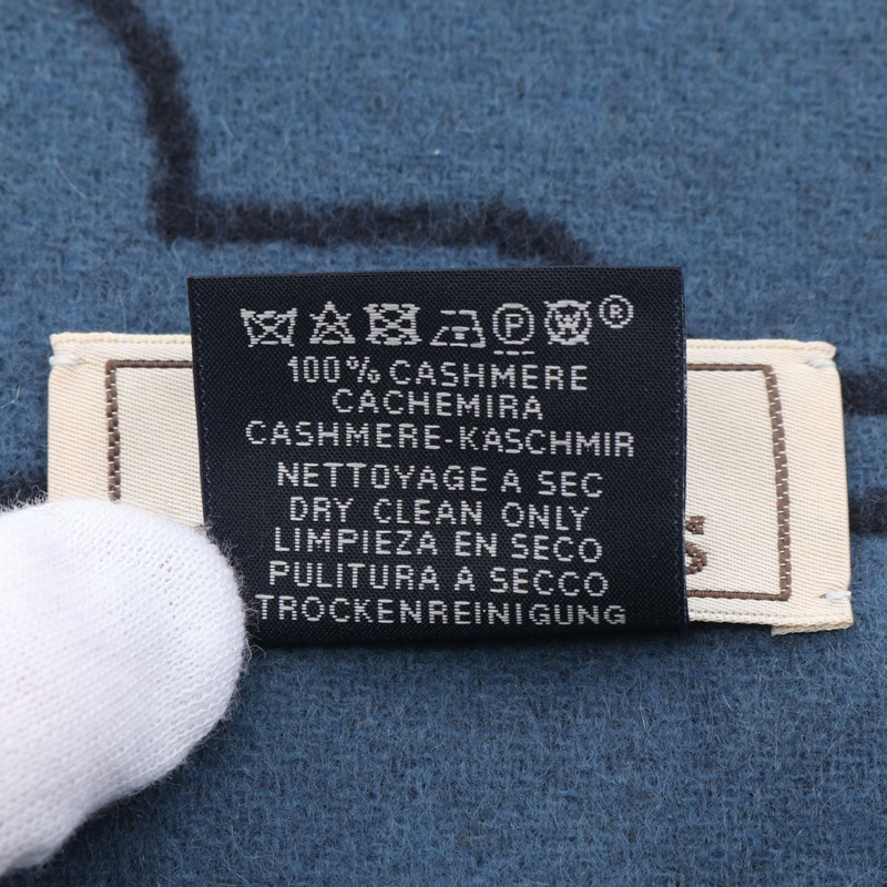 HERMES Mors a Jouets 圍巾羊絨海軍藍二手男式-2