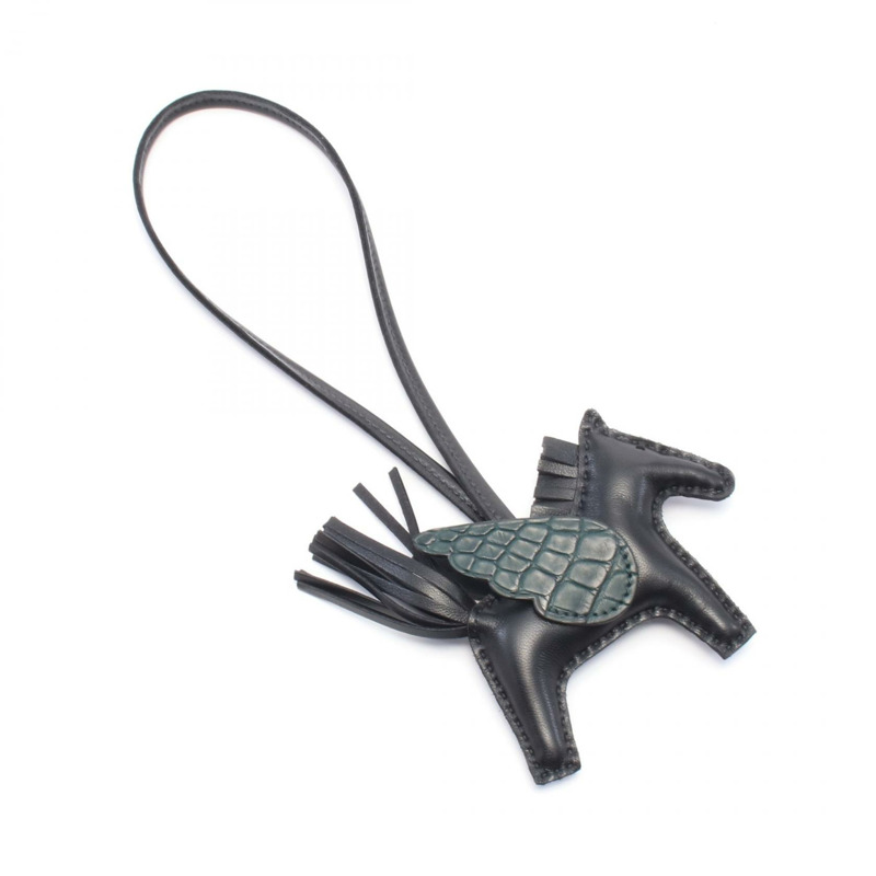 HERMES Rodeo Pegasus PM Touch Vert Chypre charm Agneau milo Agneau milo / 霧面鱷魚皮 黑色 綠色-1