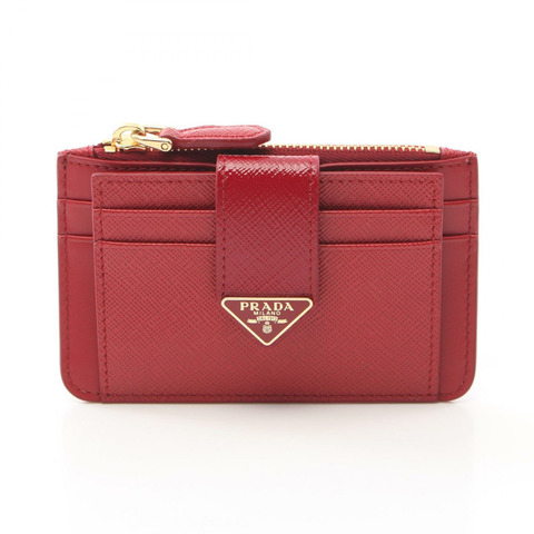 PRADA SAFFIANO TAB LU 零錢包 1MC0382C7XF068Z 皮革紅色全新女式