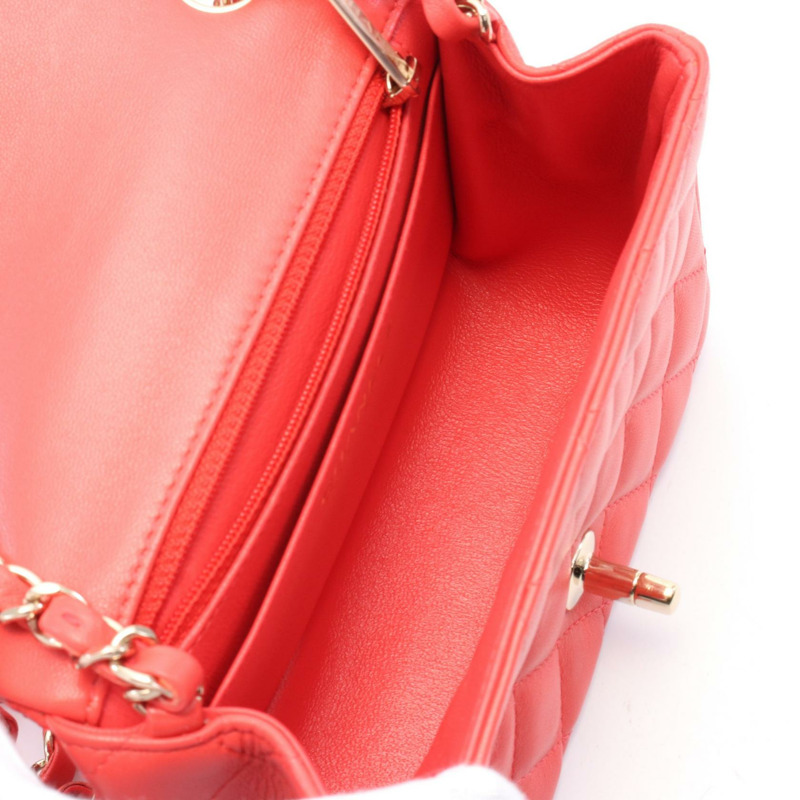 香奈兒迷你 Matelasse 鏈條單肩包 A35200 皮革紅色二手女款 GHW CC-2