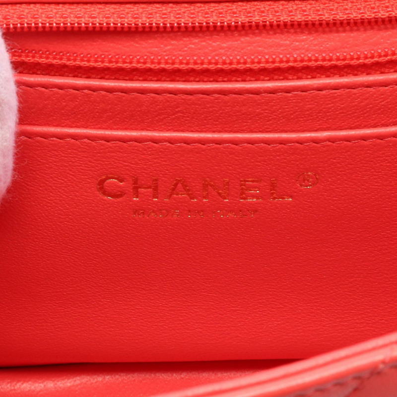 香奈兒迷你 Matelasse 鏈條單肩包 A35200 皮革紅色二手女款 GHW CC-3