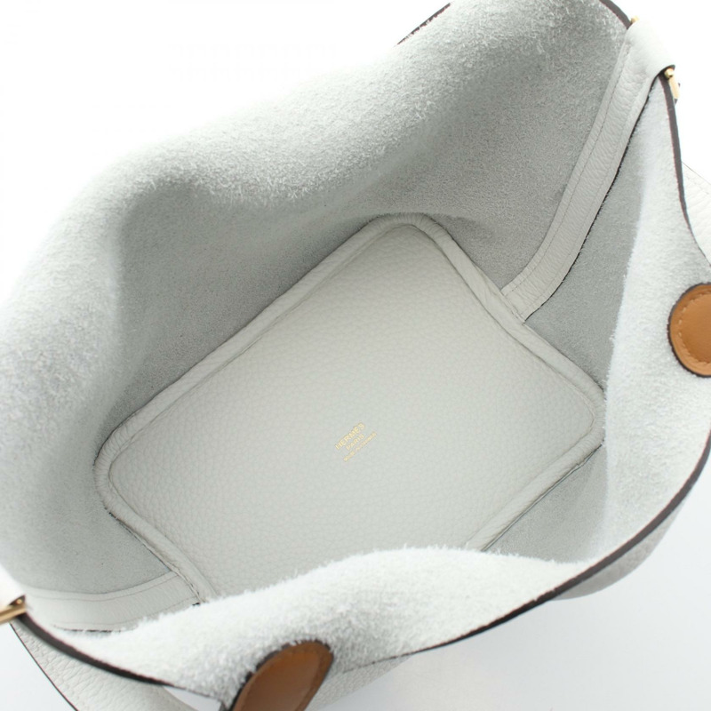 愛馬仕 Picotin Lock PM Eclat 手提包，Clemence 皮革，全新白色，二手，金色五金，女款-2