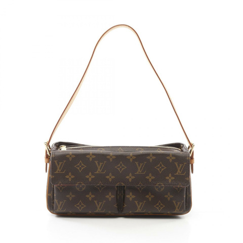LOUIS VUITTON Vivacite MM 單肩包 M51164 Monogram 皮革棕色二手 LV
