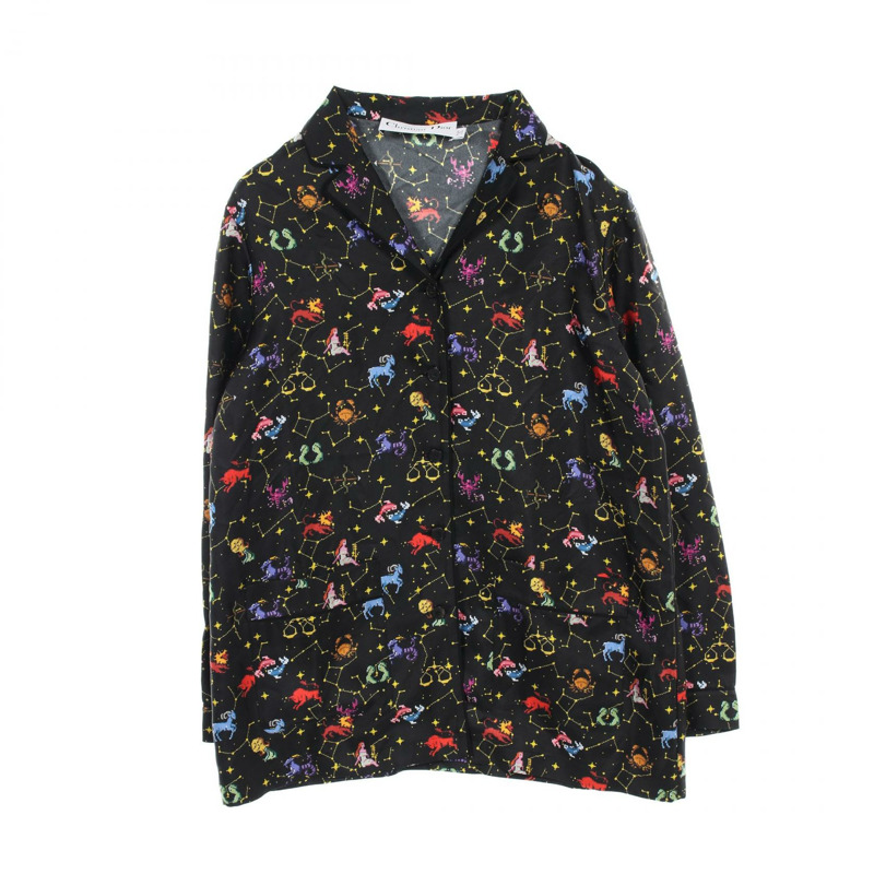 Christian Dior 星座像素襯衫 241V33A6633 絲綢黑色多色 #F36 二手 CD-0
