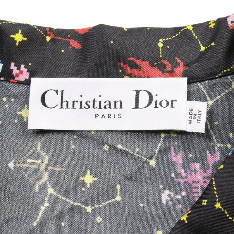 Christian Dior 星座像素襯衫 241V33A6633 絲綢黑色多色 #F36 二手 CD-2