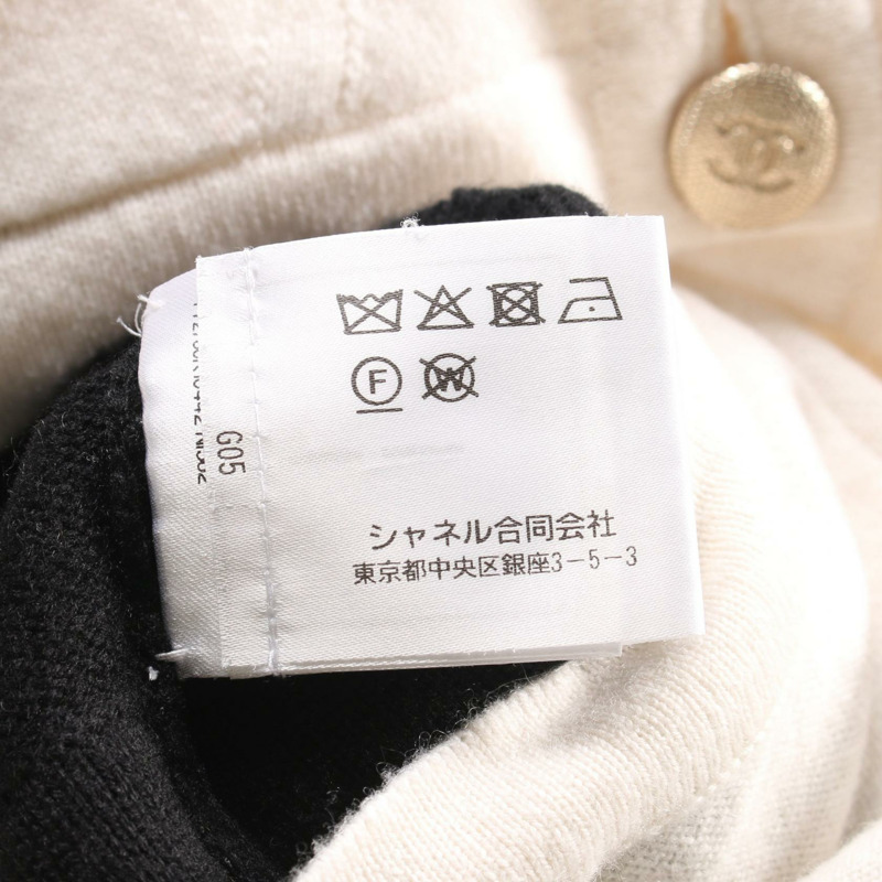 CHANEL COCO 馬克紐扣開襟衫外套 P72780 羊絨黑色米色二手女款-5