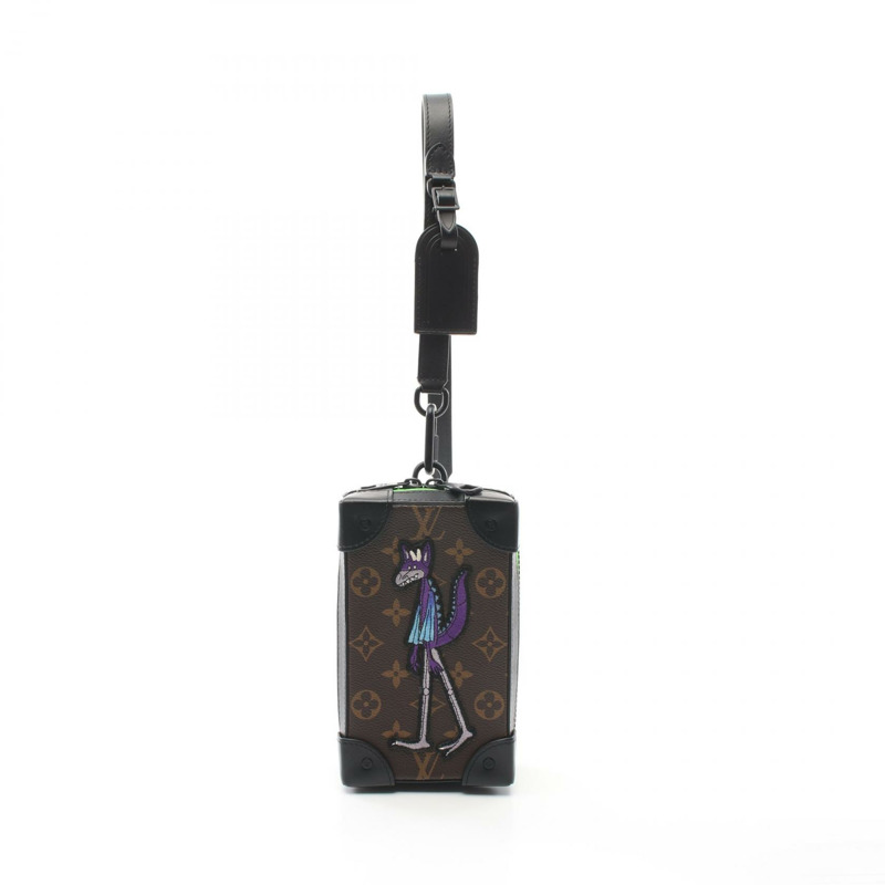 LOUIS VUITTON 軟行李箱手機盒斜背包 M80144 Monogram macassar 二手-0