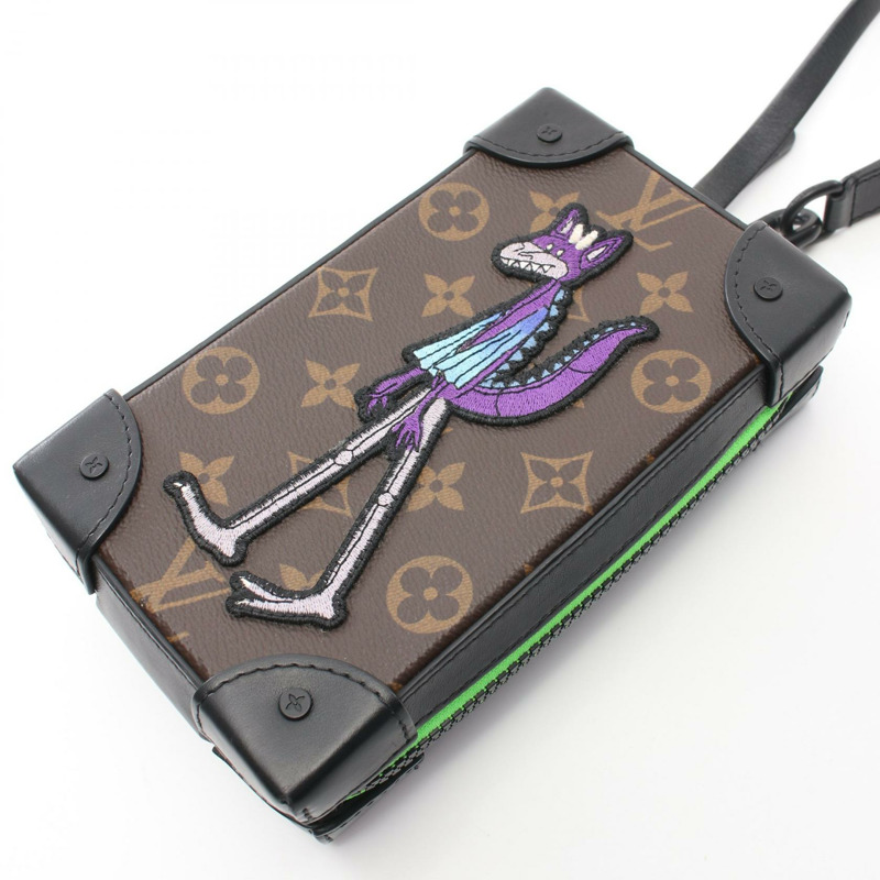 LOUIS VUITTON 軟行李箱手機盒斜背包 M80144 Monogram macassar 二手-4