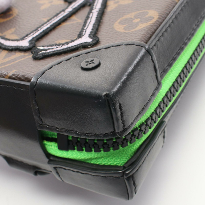 LOUIS VUITTON 軟行李箱手機盒斜背包 M80144 Monogram macassar 二手-5