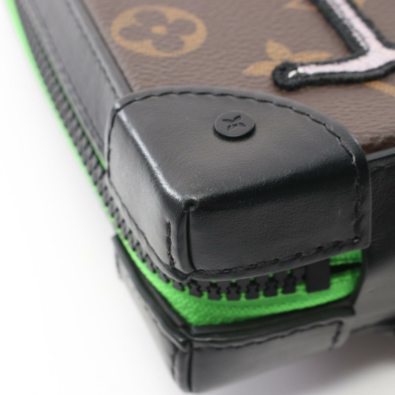 LOUIS VUITTON 軟行李箱手機盒斜背包 M80144 Monogram macassar 二手-6