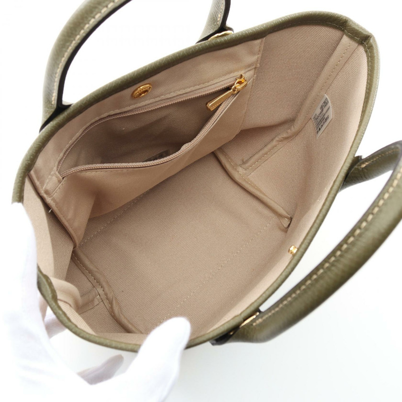 Longchamp Le Pliage XS 籃手提包,單肩背包,皮革帆布,米色/卡其色,全新。-2