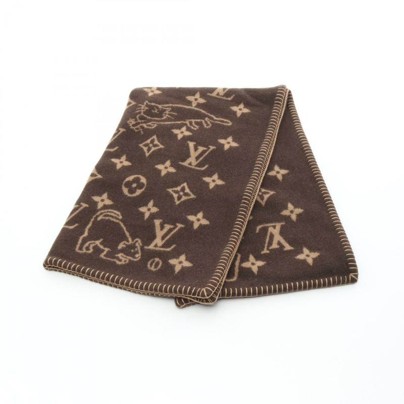 LOUIS VUITTON Couverture 小貓咪 克 其他雜貨 MP2260 羊毛 羊絨 棕色 二手 男女通用-0