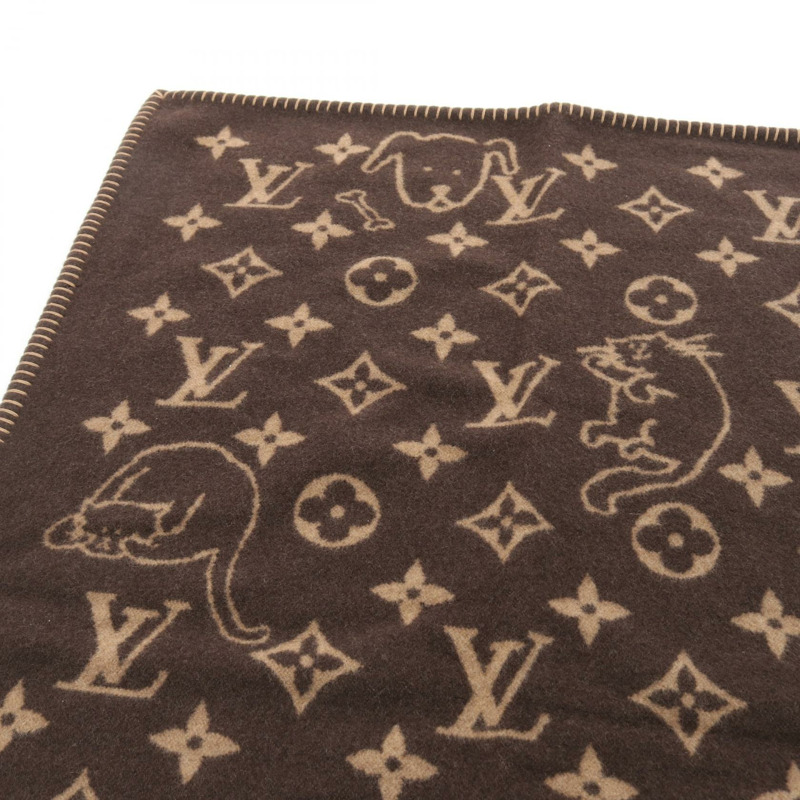 LOUIS VUITTON Couverture 小貓咪 克 其他雜貨 MP2260 羊毛 羊絨 棕色 二手 男女通用-2