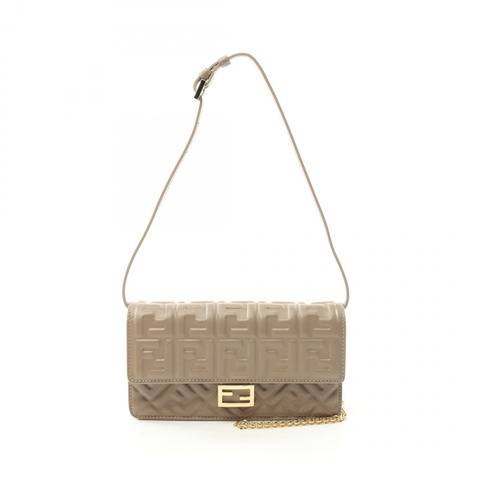 FENDI Baguette Zucca 肩背包皮夾 8M0498AAJDF0E65 皮革米色