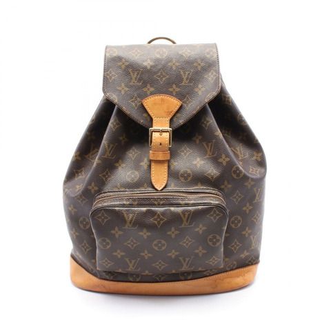 LOUIS VUITTON MontsourisGM Monogram Rucksack 背包 M51135 PVC 塗層帆布皮革棕色二手女士