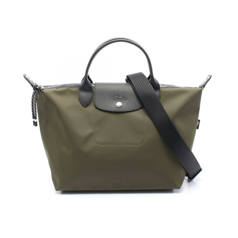 Longchamp Le Pliage Energy L 頂部手把托特包 L1515HSR892 帆布皮革卡其色黑色全新女款-0