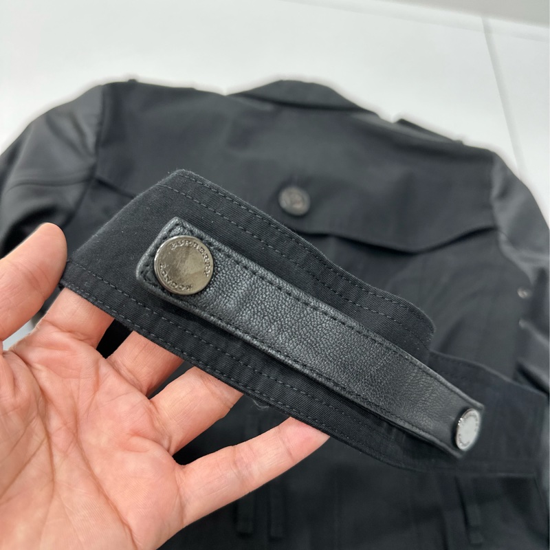 burberry 黑色 兩件式 羊皮 皮外套 風衣外套 長大衣 長風衣-9