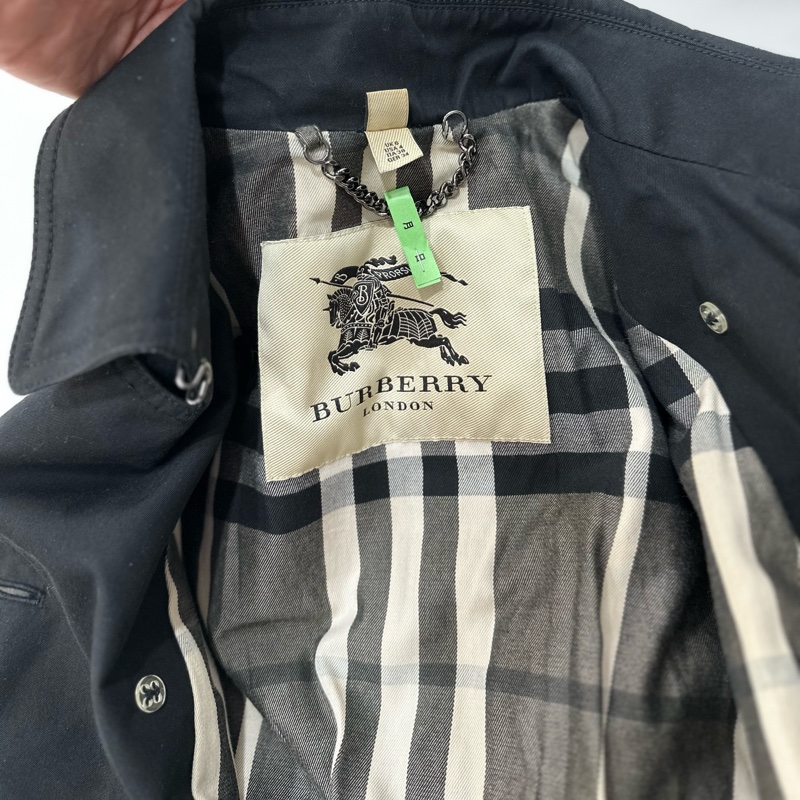burberry 黑色 兩件式 羊皮 皮外套 風衣外套 長大衣 長風衣-17