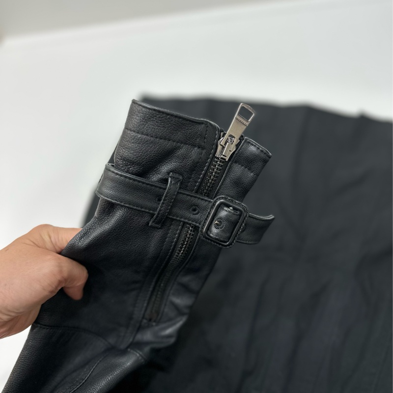 burberry 黑色 兩件式 羊皮 皮外套 風衣外套 長大衣 長風衣-19