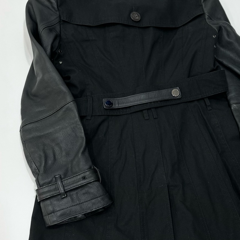 burberry 黑色 兩件式 羊皮 皮外套 風衣外套 長大衣 長風衣-24