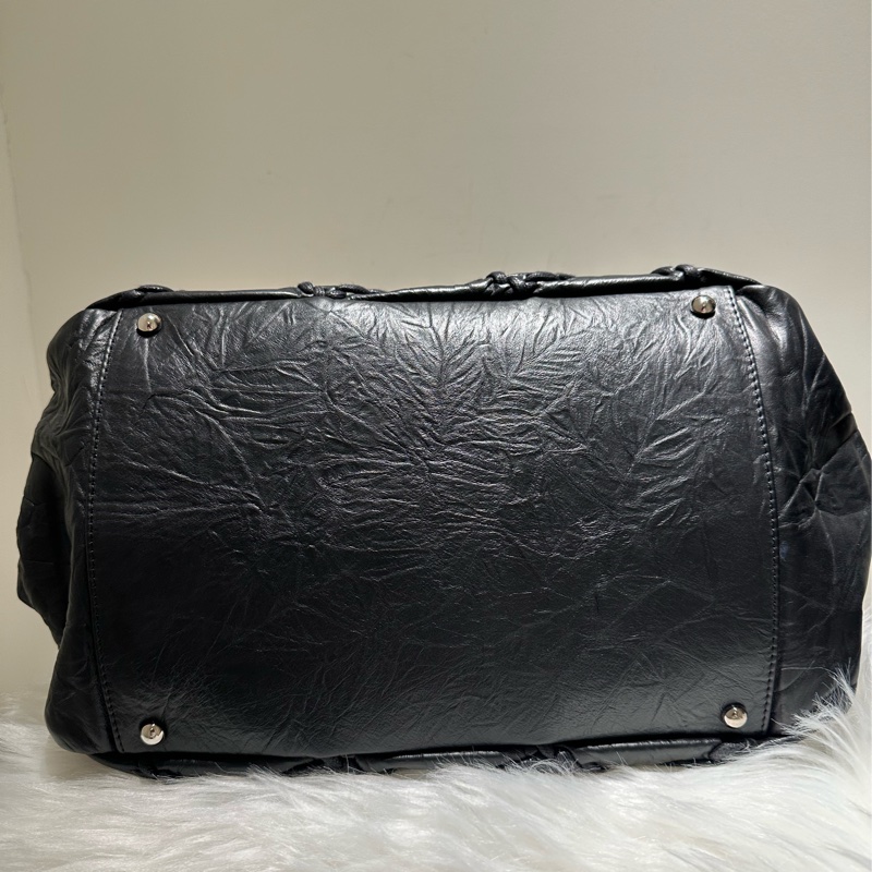 CHANEL 黑色牛革菱格紋包-10