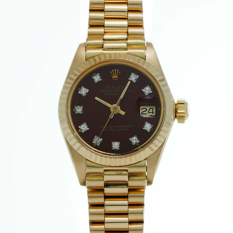 勞力士 Datejust Stella Dial 6917G 63系列（1980年左右製造）勃艮地/鑽石女士腕錶自動